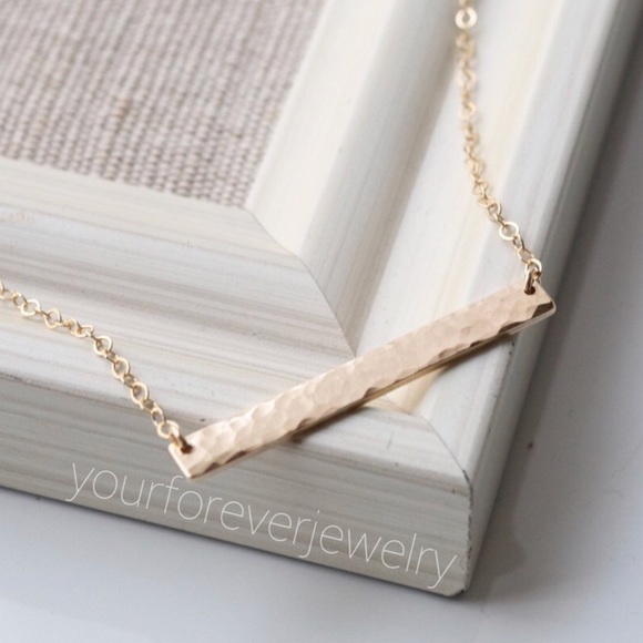 ✨14K Gold Filled Textured Bar Necklace✨ - Picture 2 of 6